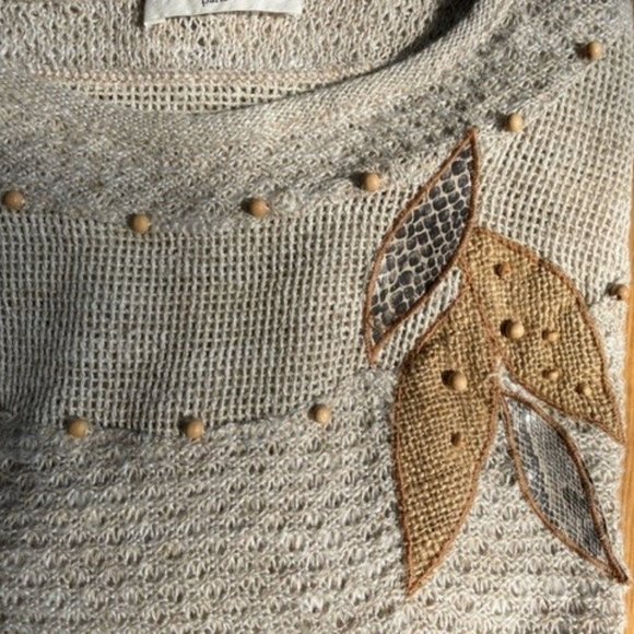 Vintage FRANK OLIVIER PARIS SWEATER Textured Patterns ¾ Length Sleeve BOHO Look - Picture 7 of 12